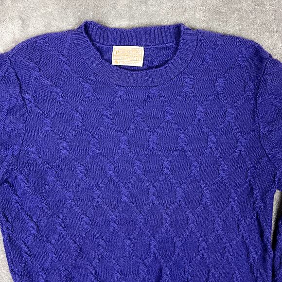 Vintage Pendleton Fine Wool Sweater Womens L Purple Knit Made in USA - Picture 2 of 8